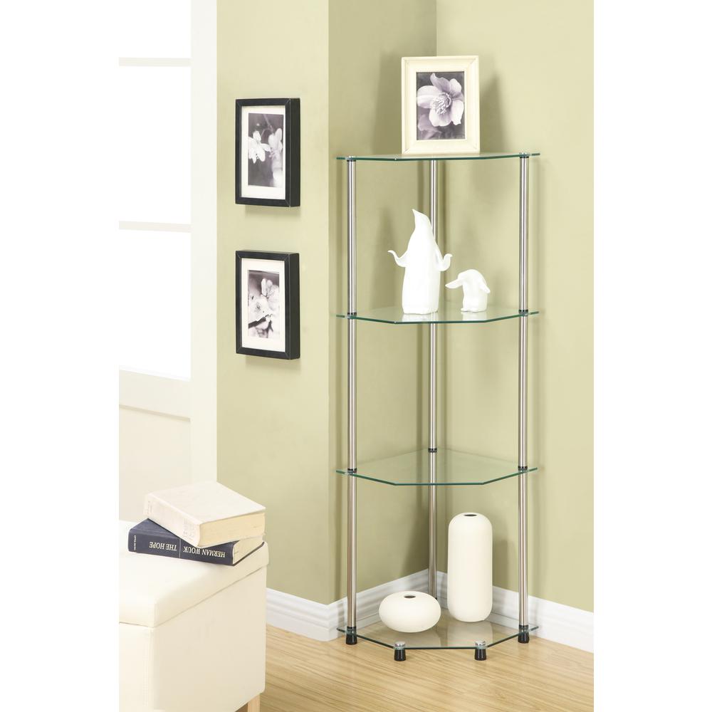 Designs2Go Classic Glass 4 Tier Corner Shelf