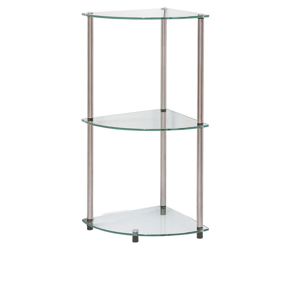 Designs2Go Classic Glass 3 Tier Corner Shelf