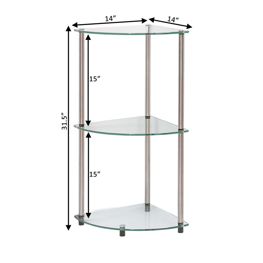 Designs2Go Classic Glass 3 Tier Corner Shelf