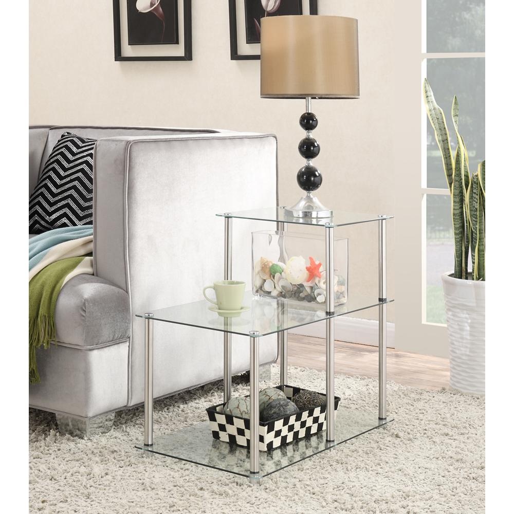 Designs2Go Classic Glass 3 Tier Step End Table
