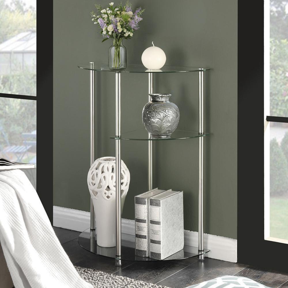 Classic Glass 3 Tier Display Entryway Hall Table