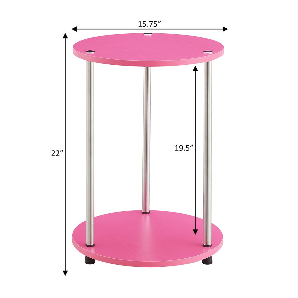 Designs2Go No Tools 2 Tier Round End Table, Pink