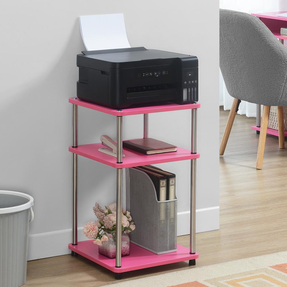 Designs2Go No Tools 3 Tier End Table, Pink