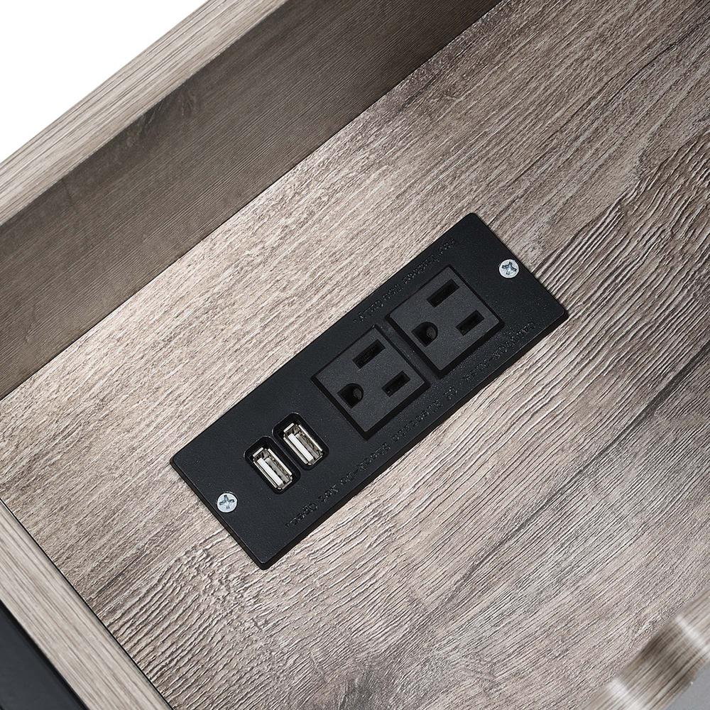 Tucson Flip Top End Table with Charging Station and Shelf