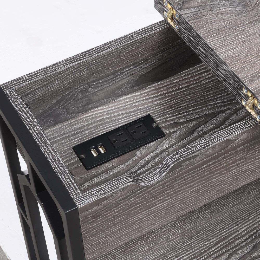 Omega Flip Top End Table with Charging Station