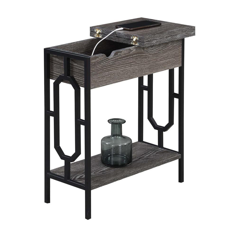 Omega Flip Top End Table with Charging Station