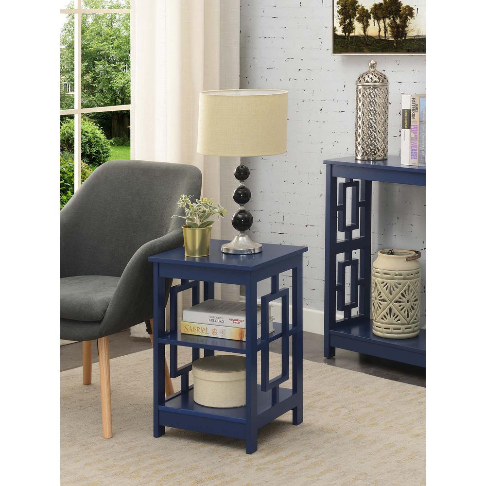 Town Square End Table with Shelves -Cobalt Blue