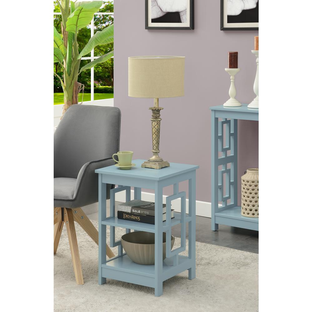 Town Square End Table with Shelves -Sea Foam
