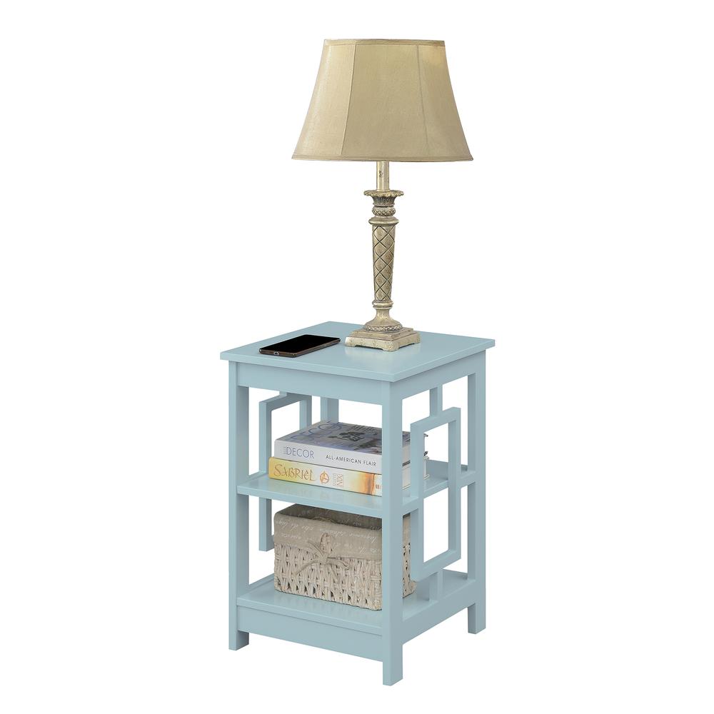 Town Square End Table with Shelves -Sea Foam