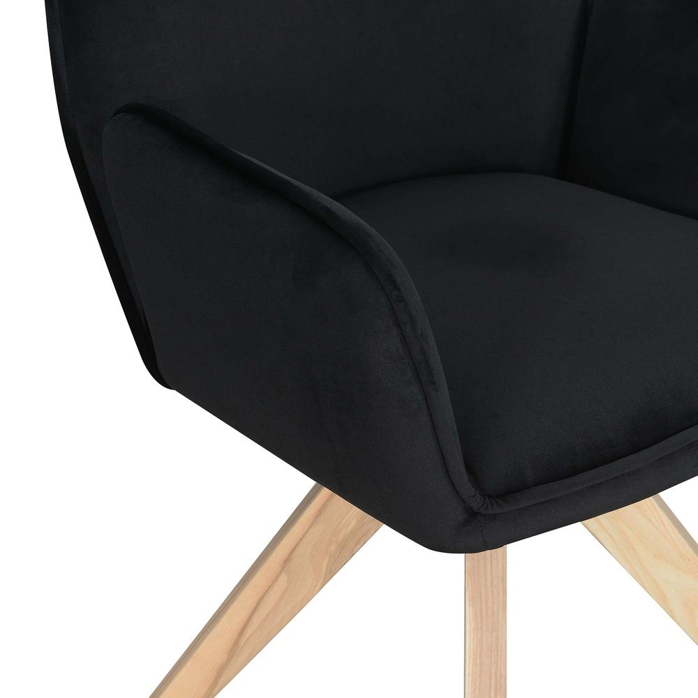 Take a Seat Miranda Swivel Accent Chair, Velvet Black/Natural Wood
