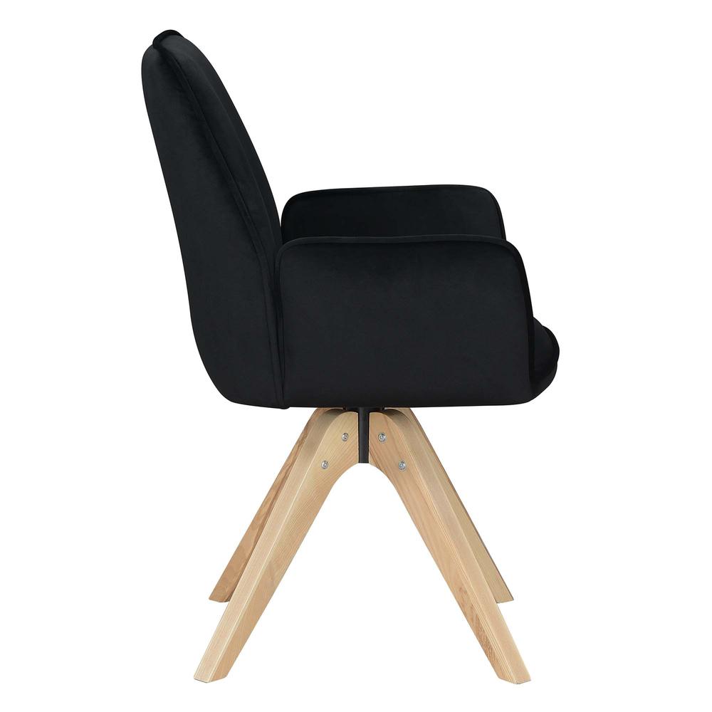 Take a Seat Miranda Swivel Accent Chair, Velvet Black/Natural Wood