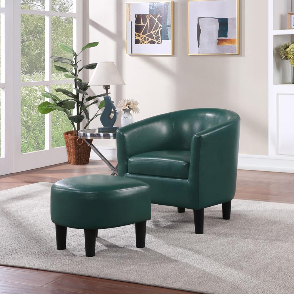 Take a Seat Churchill Accent Chair with Ottoman, Green