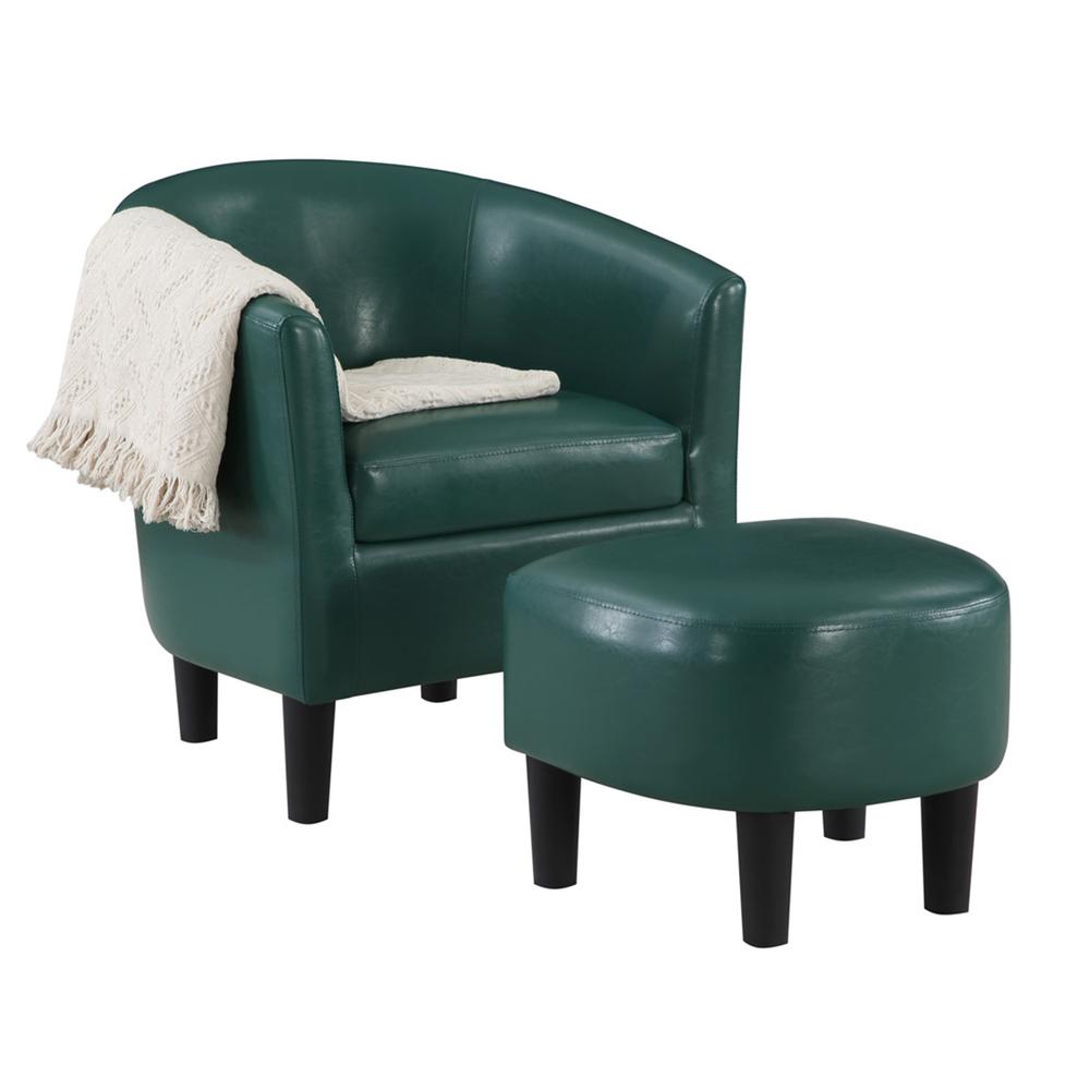 Take a Seat Churchill Accent Chair with Ottoman, Green