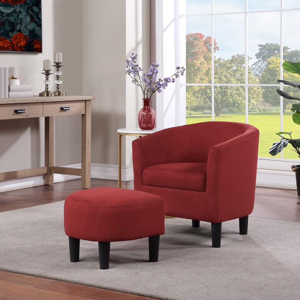 Take a Seat Churchill Accent Chair with Ottoman, Red