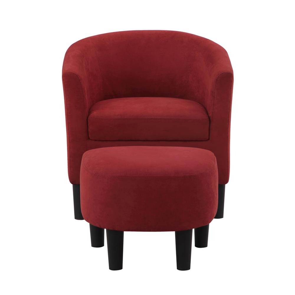 Take a Seat Churchill Accent Chair with Ottoman, Red