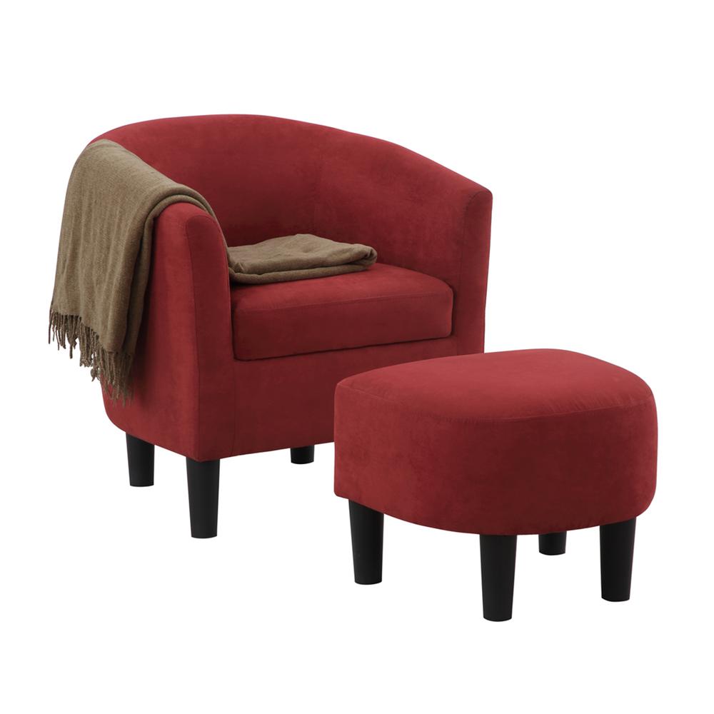 Take a Seat Churchill Accent Chair with Ottoman, Red