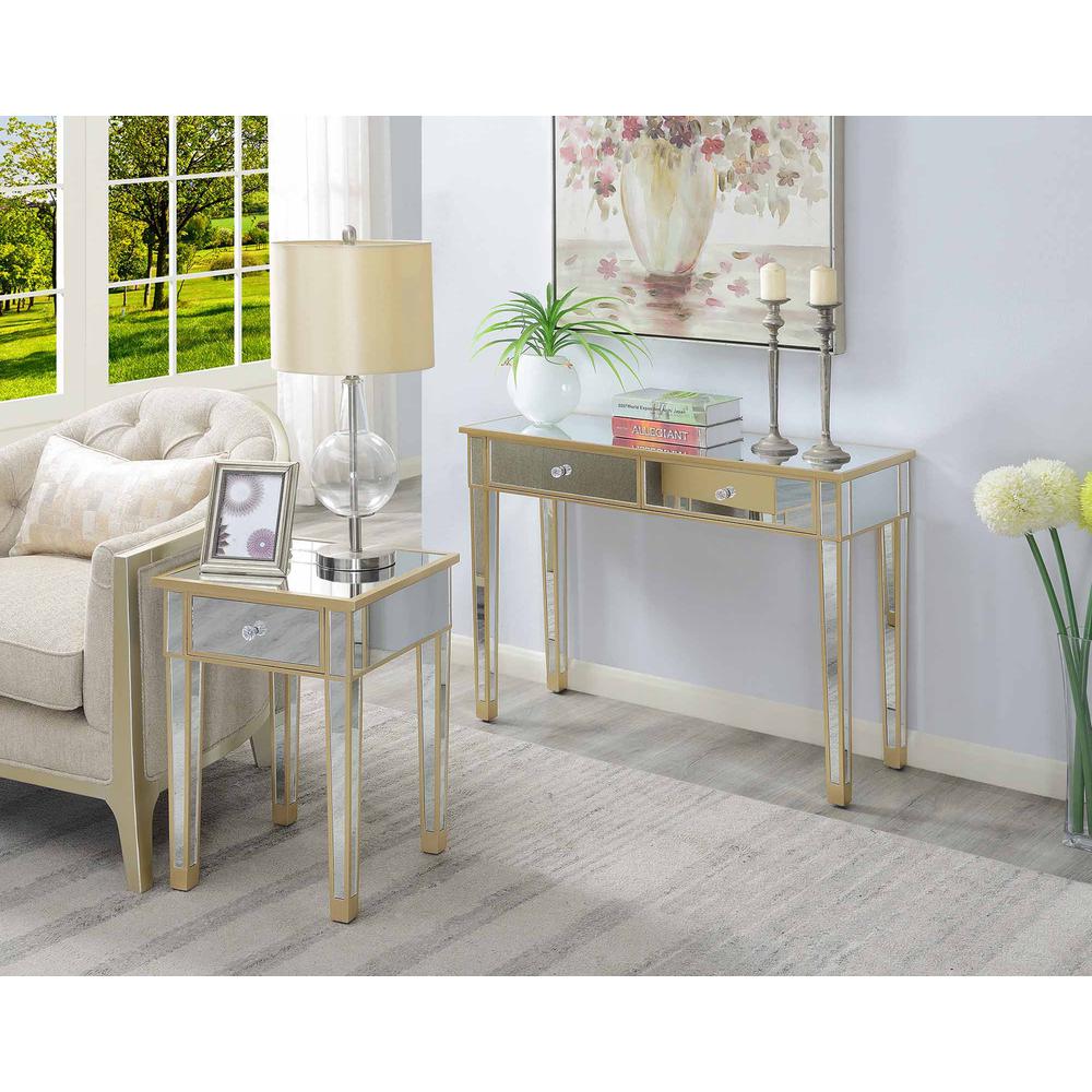 Gold Coast Mirrored End Table with Drawer