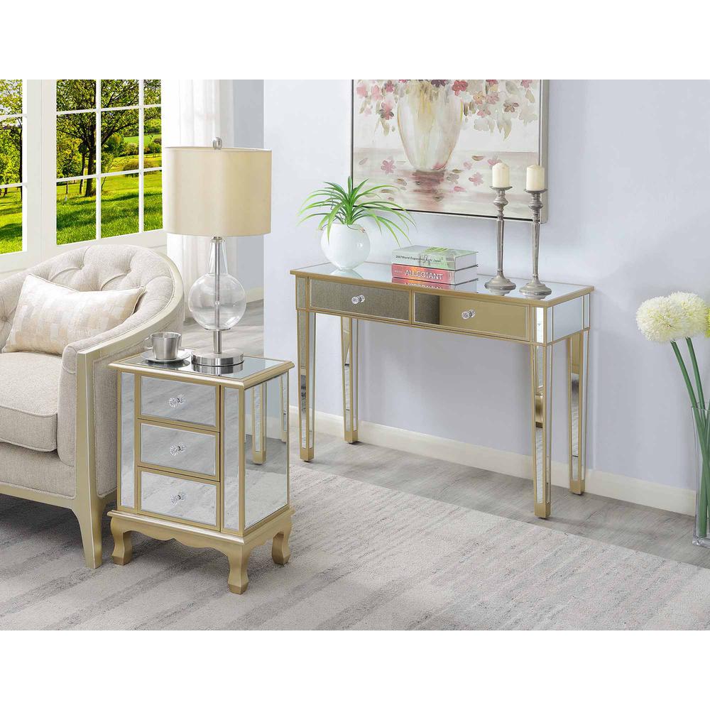 Gold Coast Vineyard 3 Drawer Mirrored End Table