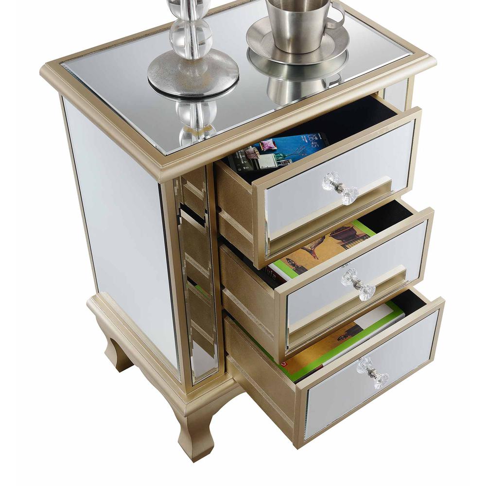 Gold Coast Vineyard 3 Drawer Mirrored End Table