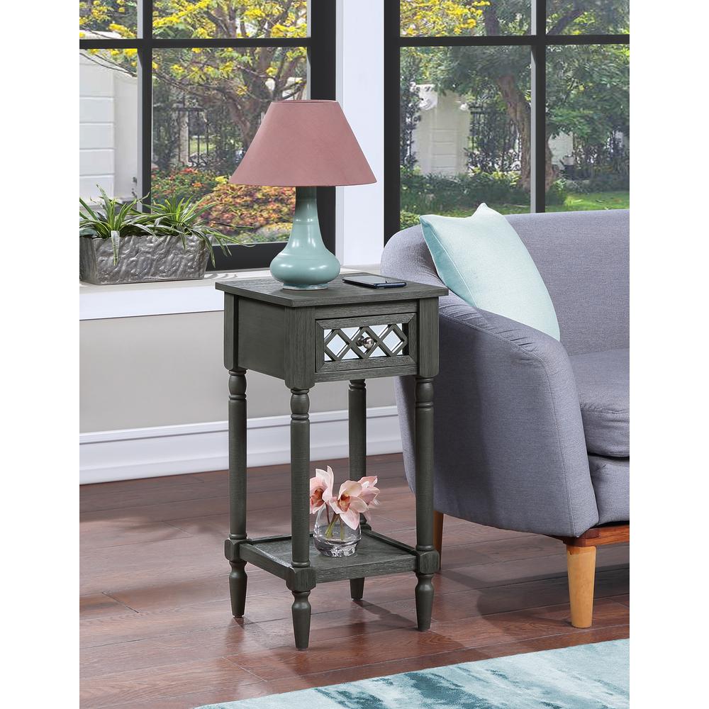 French Country Khloe Deluxe 1 Drawer Accent Table with Shelf