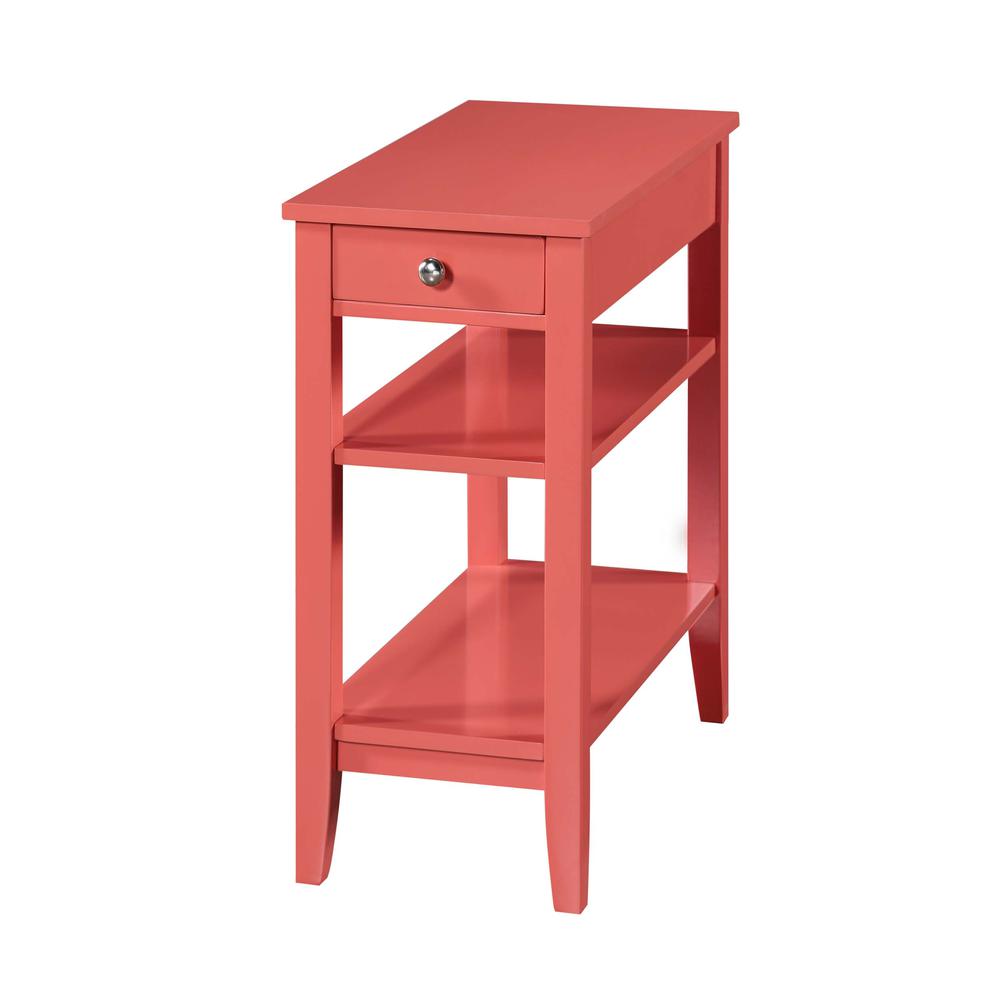American Heritage 1 Drawer Chairside End Table with Shelves Coral