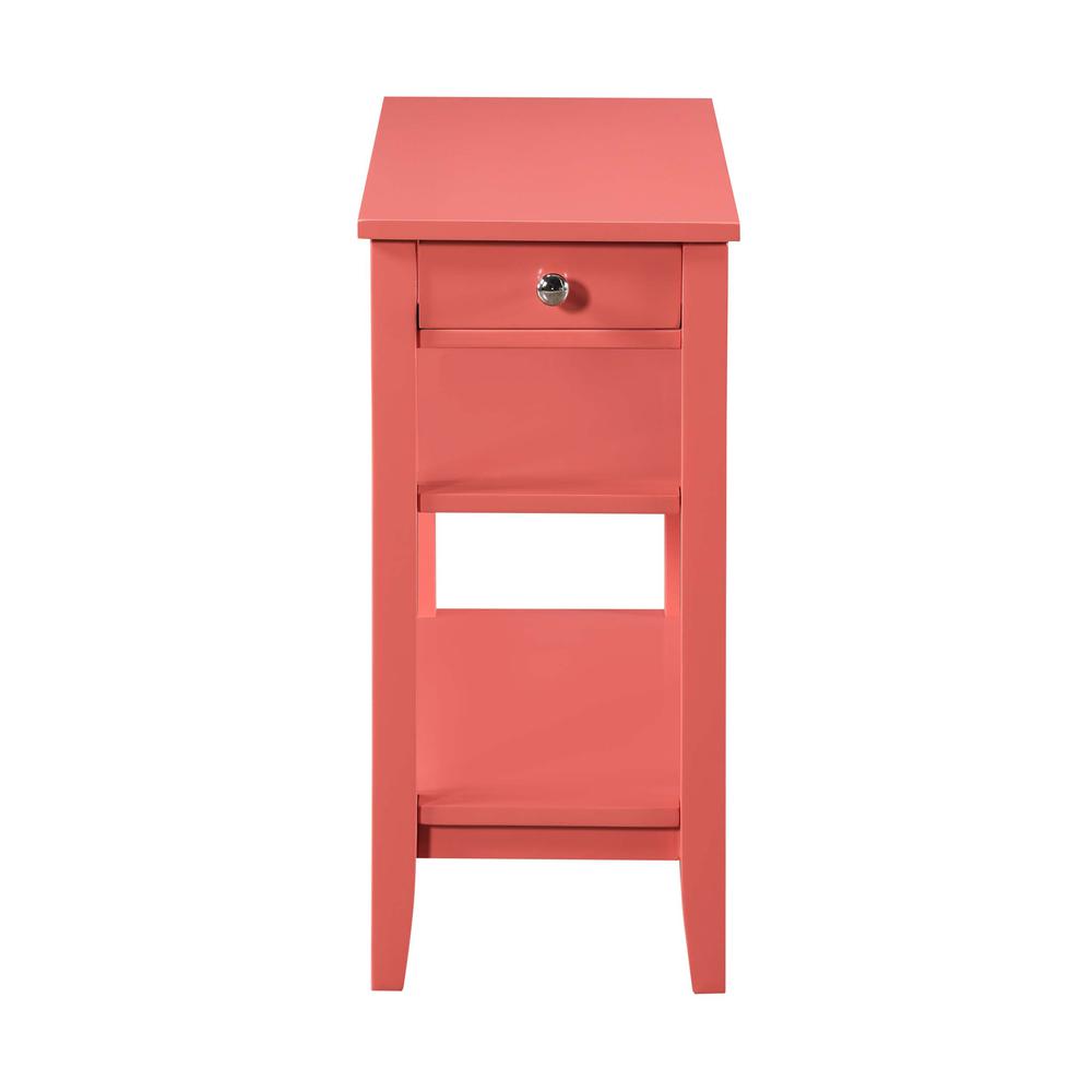 American Heritage 1 Drawer Chairside End Table with Shelves Coral