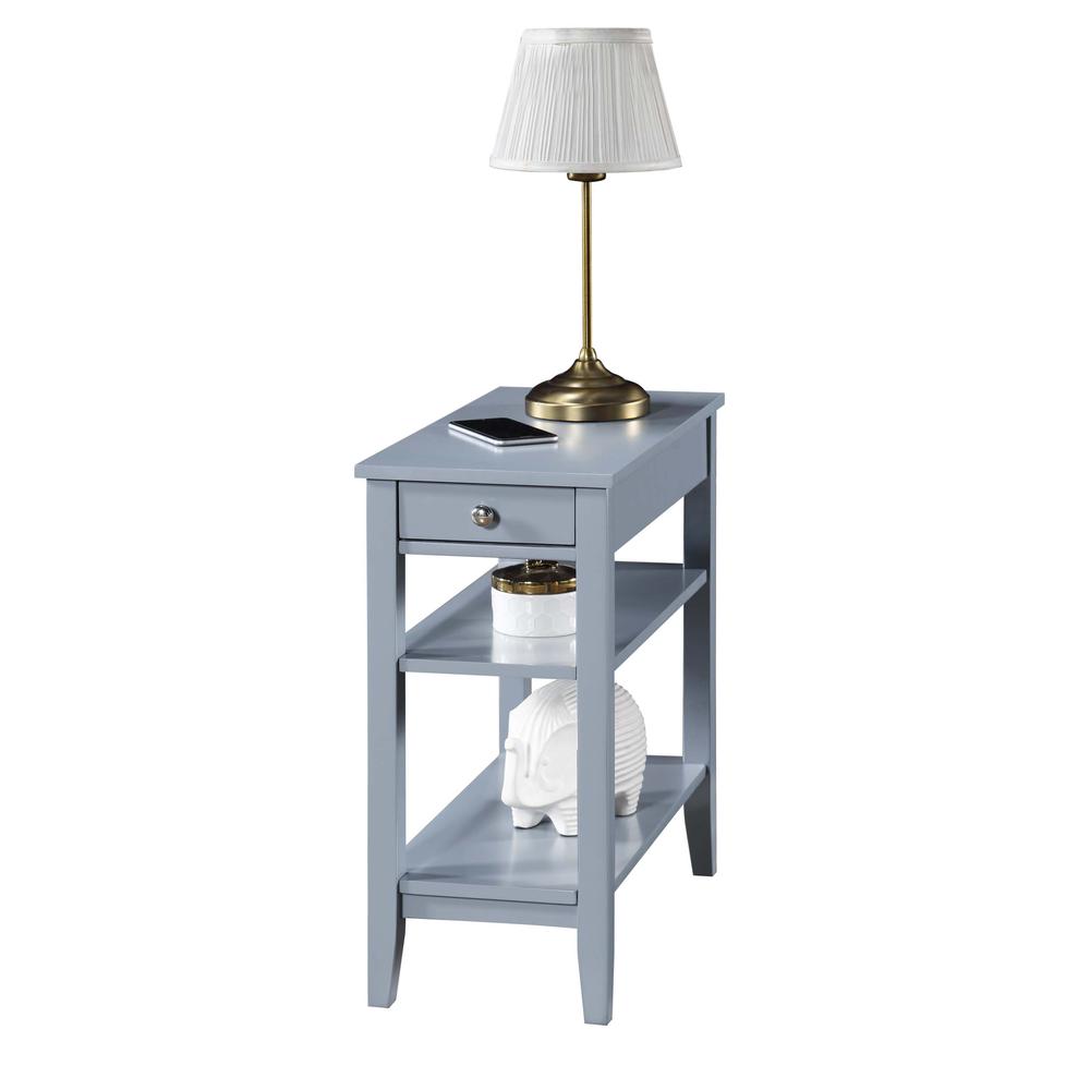American Heritage 1 Drawer Chairside End Table with Shelves Gray