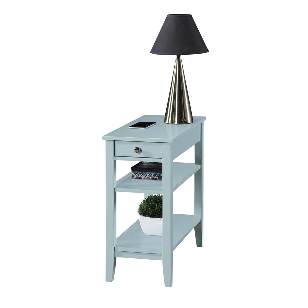 American Heritage 1 Drawer Chairside End Table with Shelves Sea Foam Blue