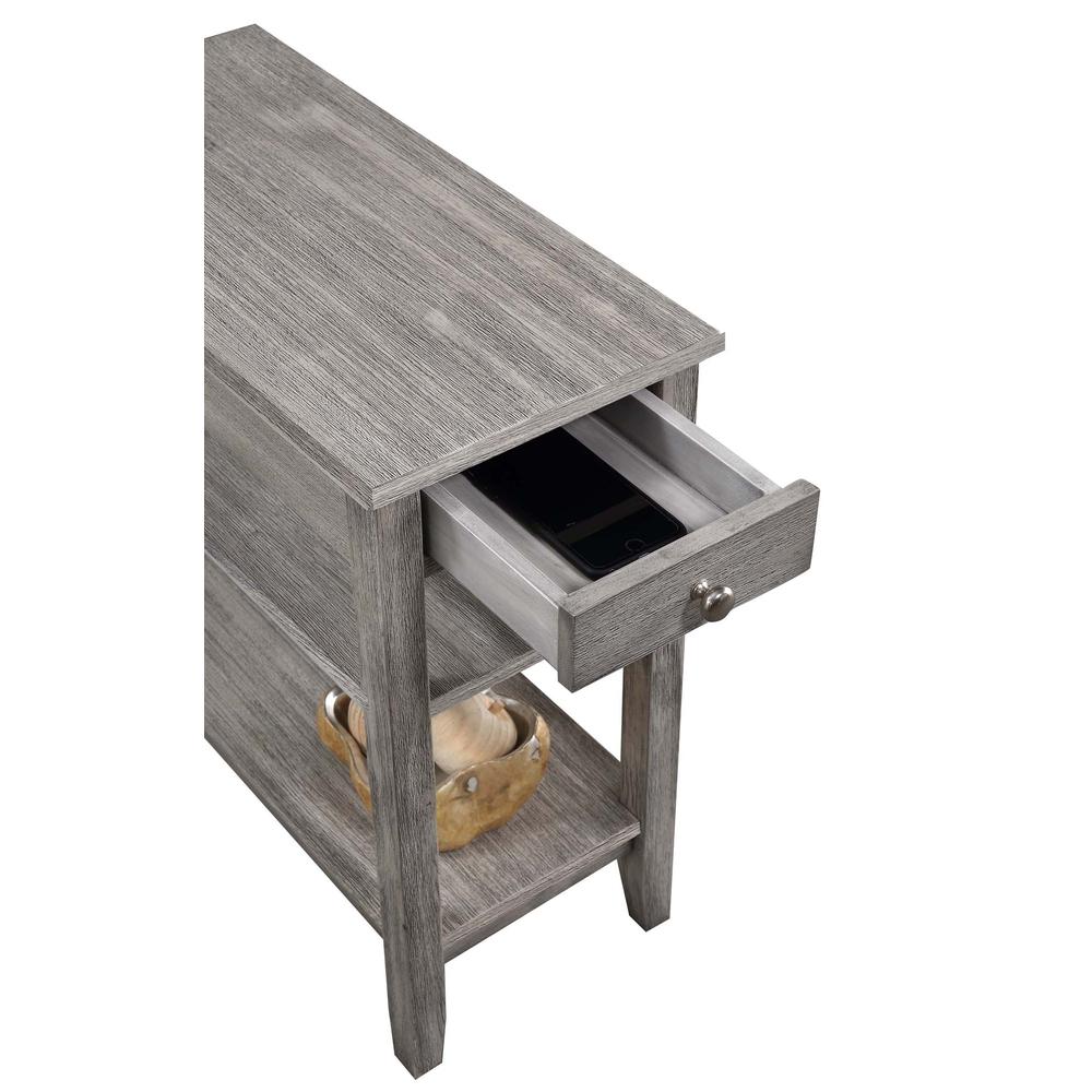 American Heritage 1 Drawer Chairside End Table with Shelves Wirebrush Light Gray