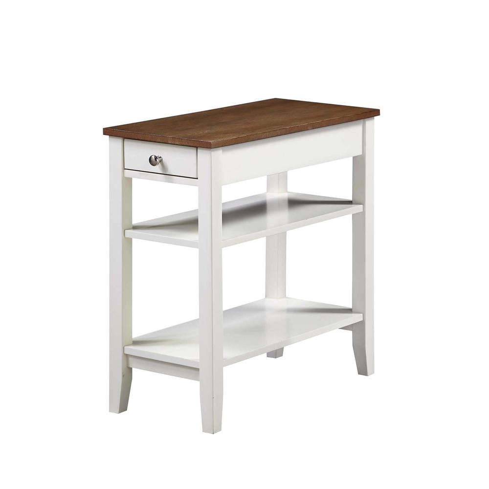 American Heritage 1 Drawer Chairside End Table with Shelves Driftwood/White