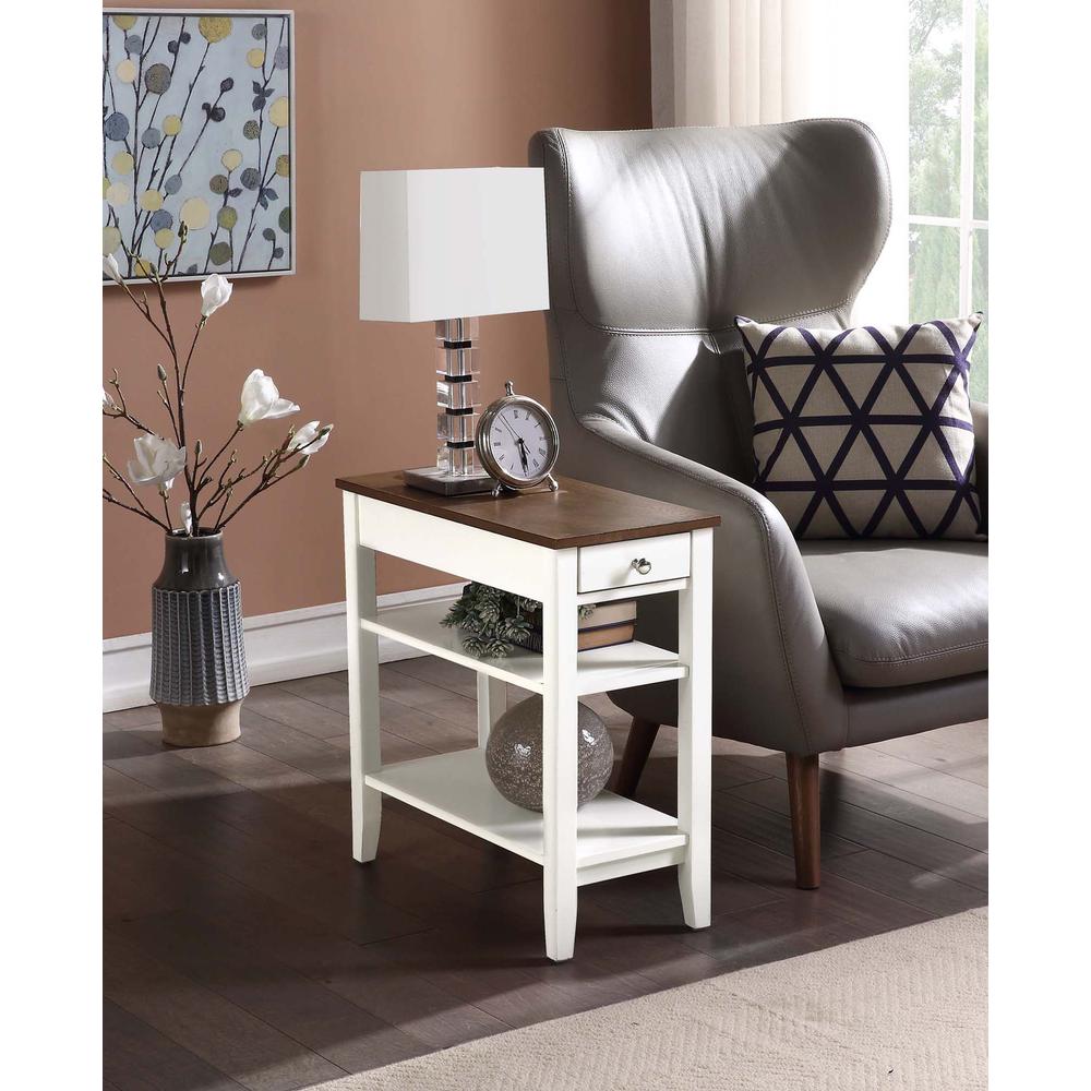 American Heritage 1 Drawer Chairside End Table with Shelves Driftwood/White