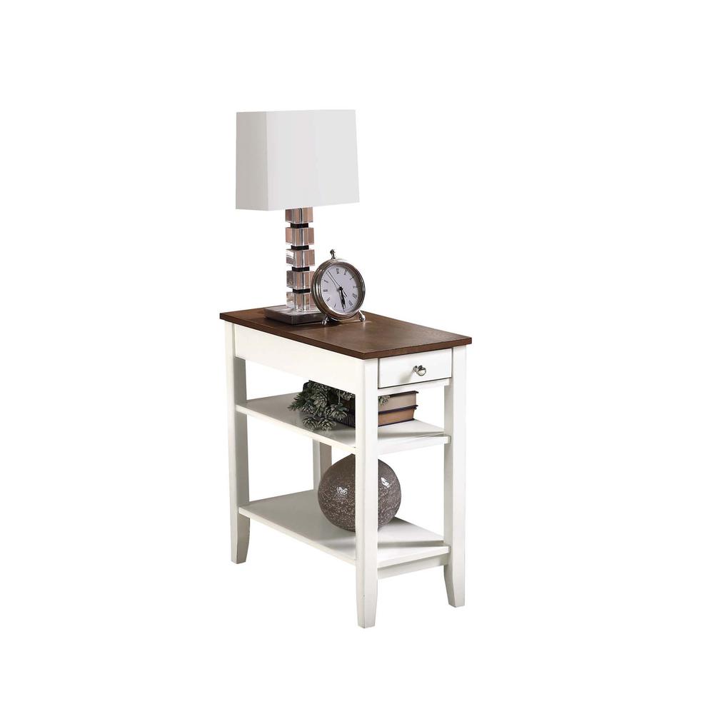 American Heritage 1 Drawer Chairside End Table with Shelves Driftwood/White