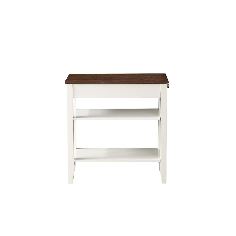 American Heritage 1 Drawer Chairside End Table with Shelves Driftwood/White
