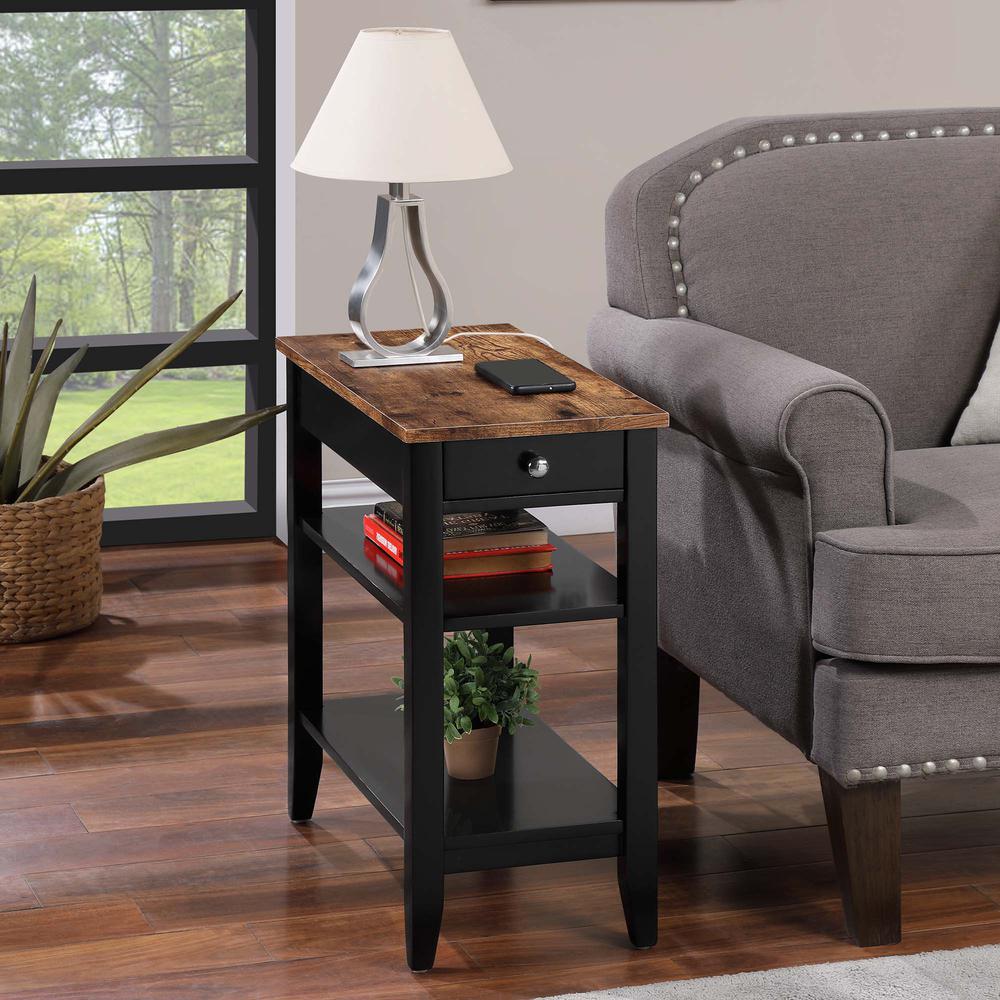 American Heritage 1 Drawer Chairside End Table, with Shelves