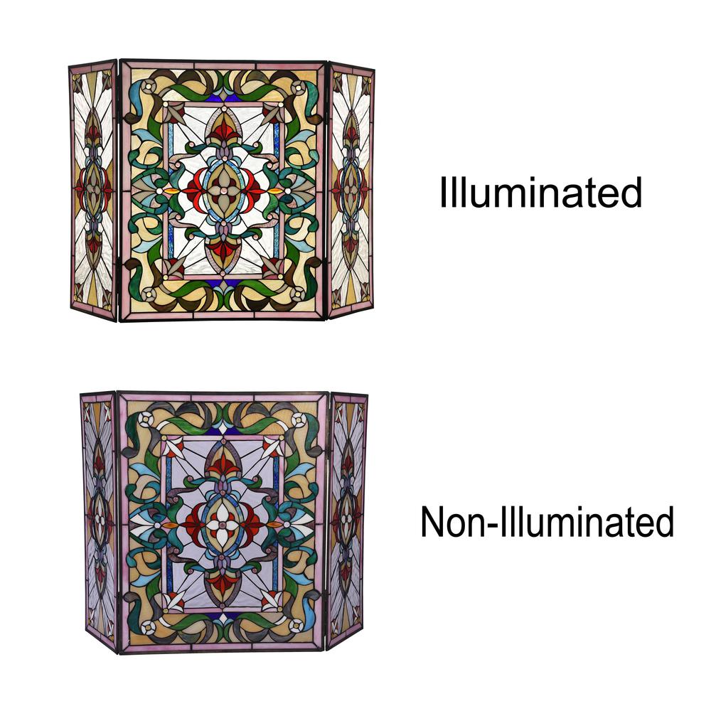 CHLOE Lighting AYLEE Tiffany-style 3pcs Folding Victorian Fireplace Screen 44" Wide