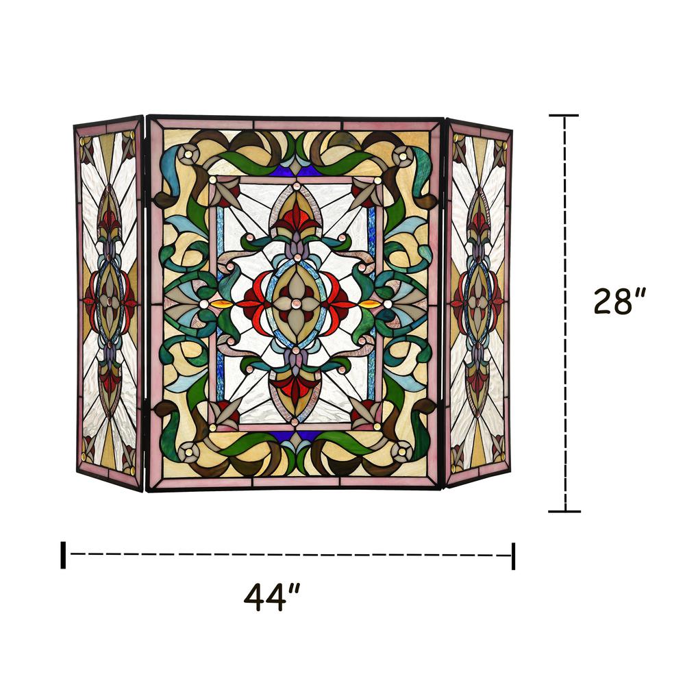 CHLOE Lighting AYLEE Tiffany-style 3pcs Folding Victorian Fireplace Screen 44" Wide