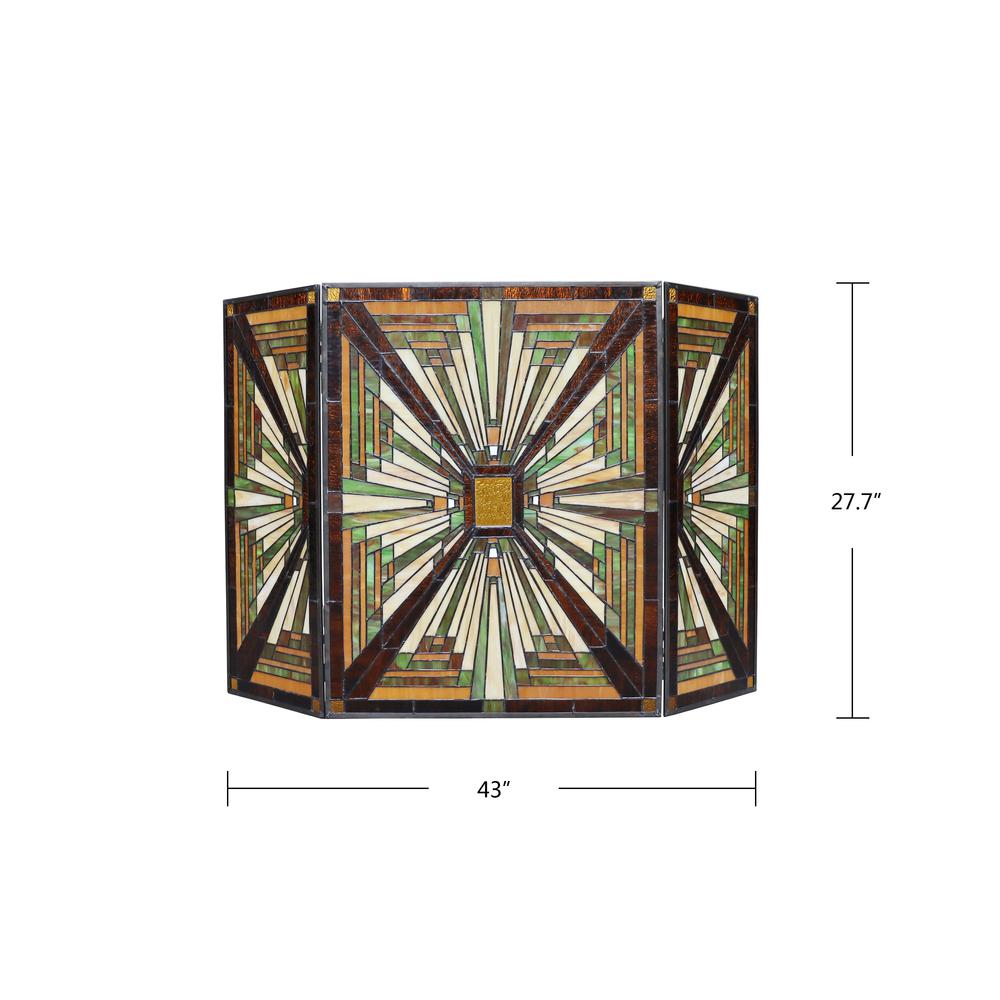 CHLOE Lighting INNES Tiffany-style 3pcs Folding Mission Fireplace Screen 45" Wide