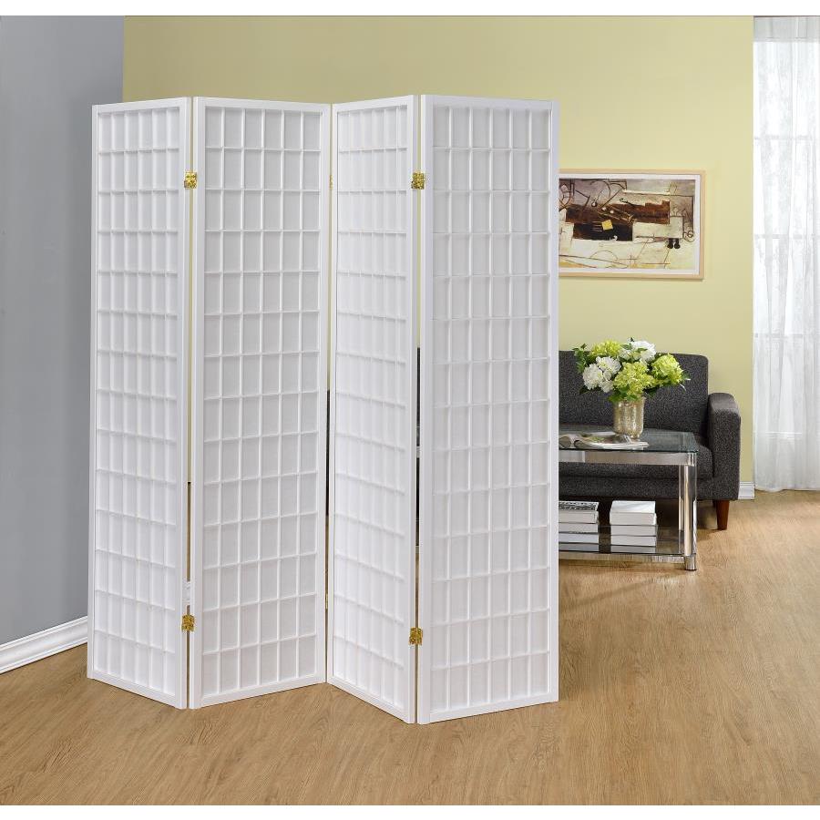 Roberto 4-panel Folding Screen White