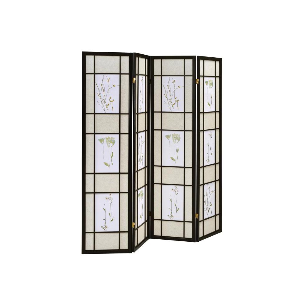 Catabella 4-panel Floral Print Folding Screen Multi-color
