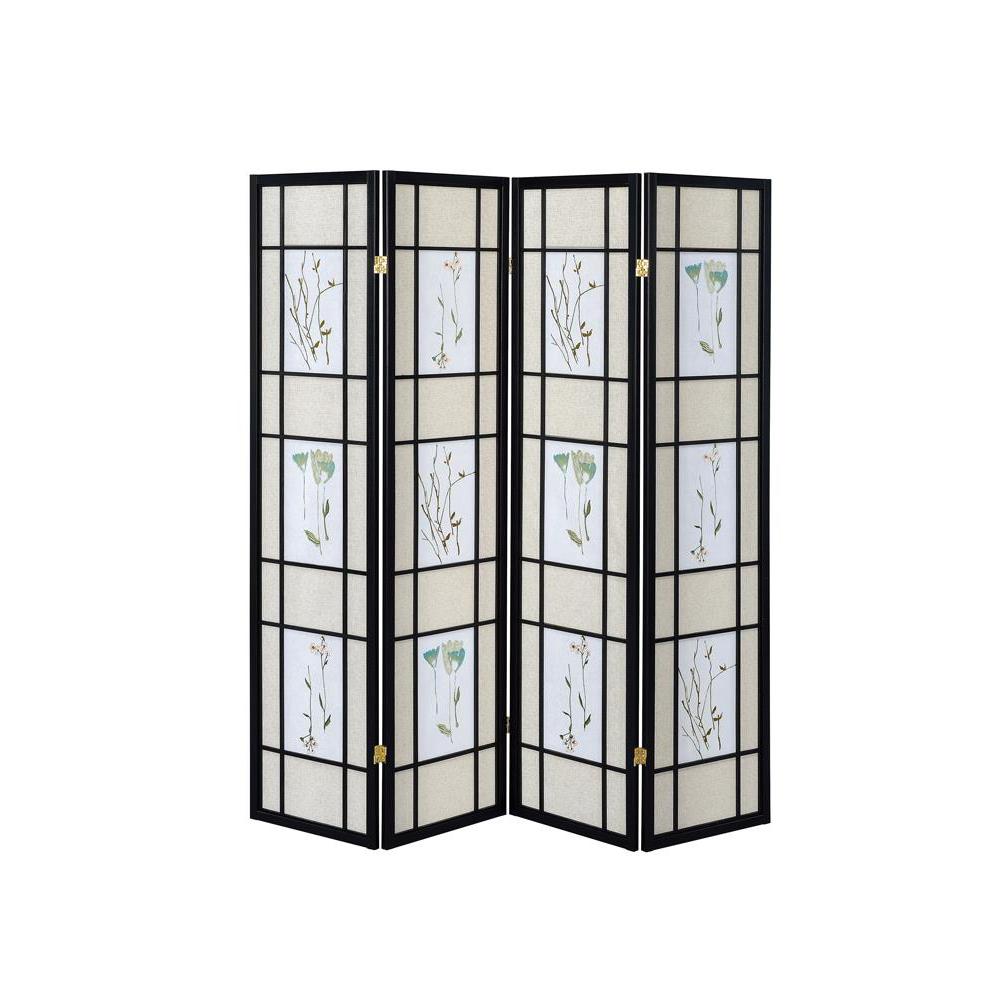 Catabella 4-panel Floral Print Folding Screen Multi-color