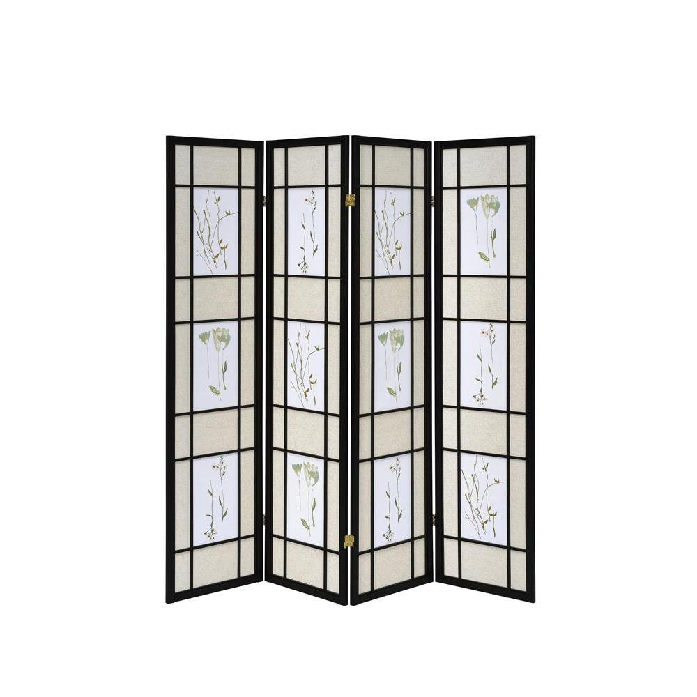 Catabella 4-panel Floral Print Folding Screen Multi-color