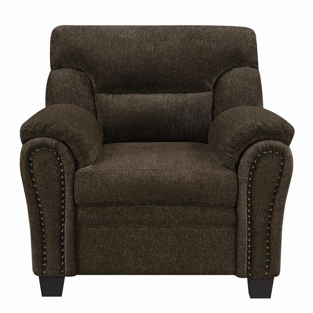 Clementine Upholstered Chair with Nailhead Trim Brown