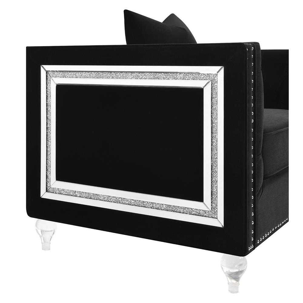Delilah Upholstered Tufted Tuxedo Arm Chair Black