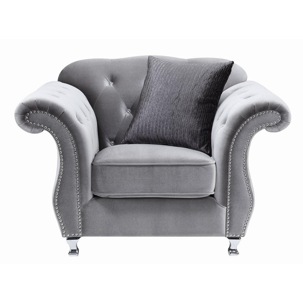 Frostine Button Tufted Chair Silver