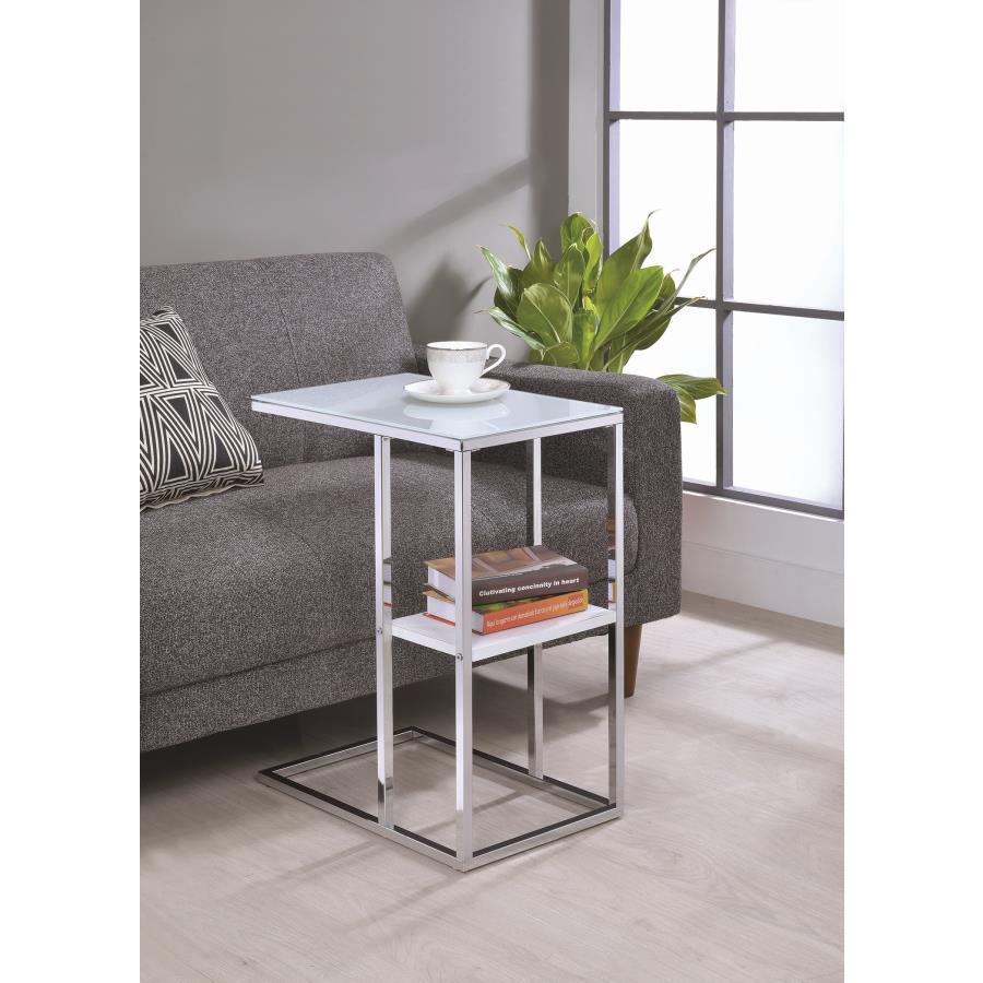 Daisy 1-shelf Accent Table Chrome and White