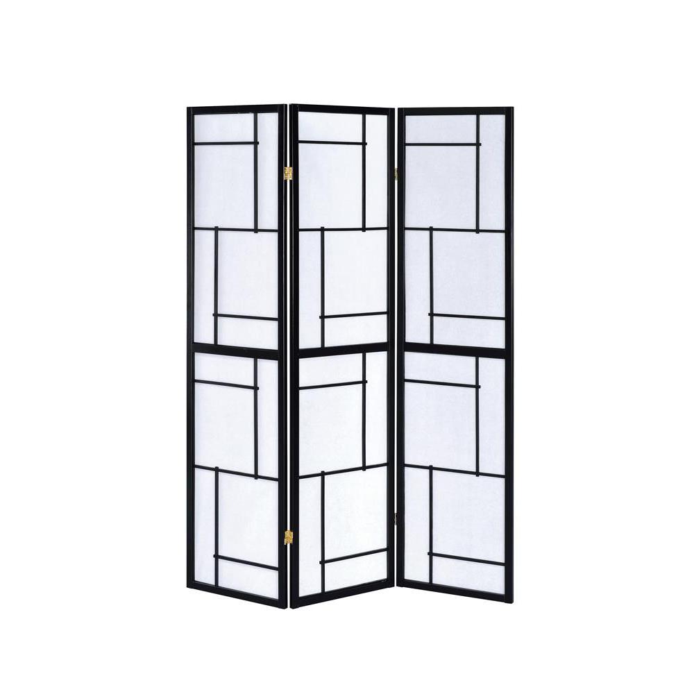 Damis 3-panel Folding Floor Screen Black and White
