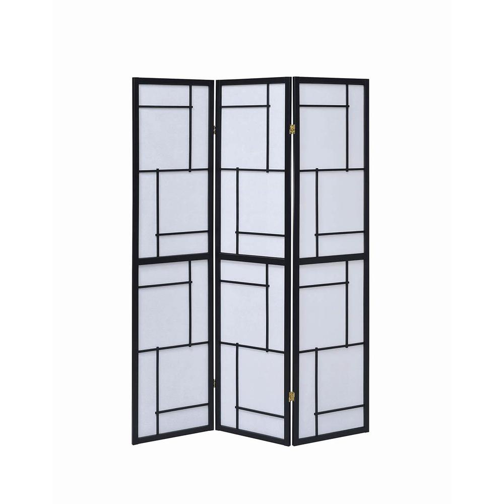 Damis 3-panel Folding Floor Screen Black and White