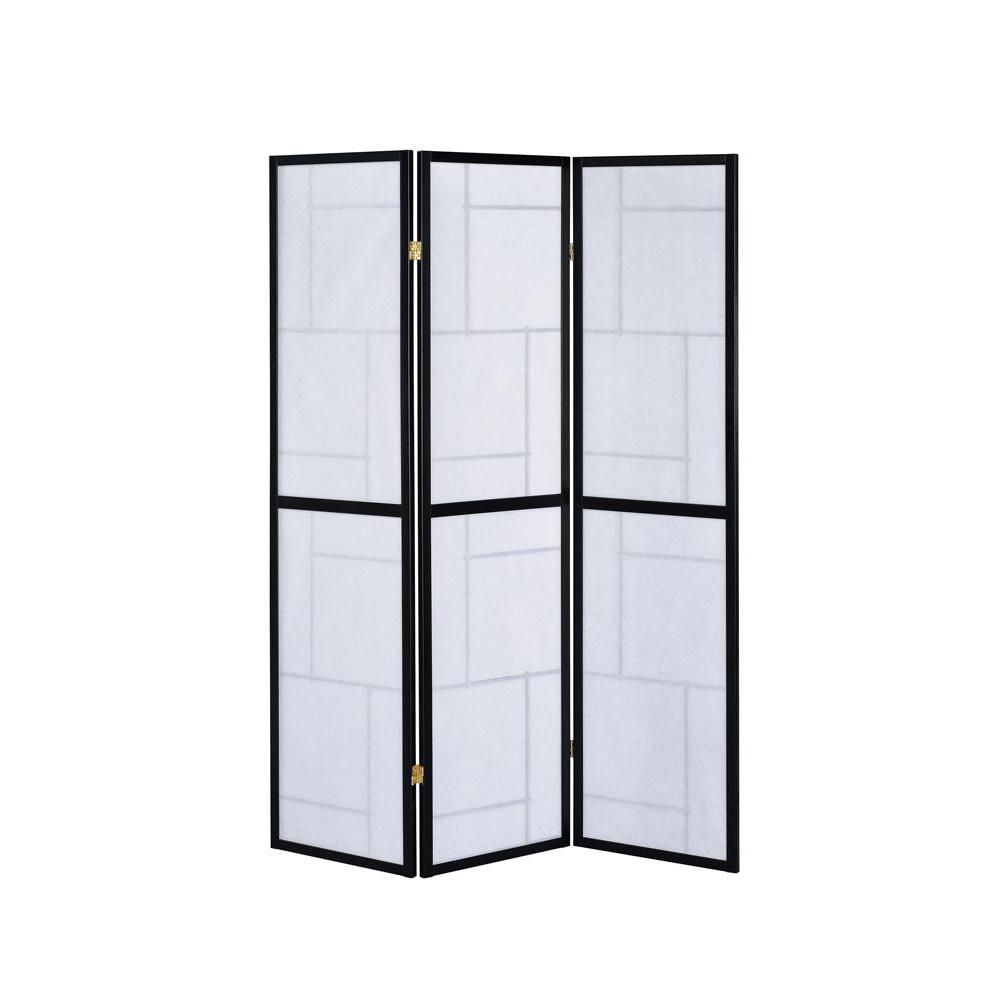 Damis 3-panel Folding Floor Screen Black and White