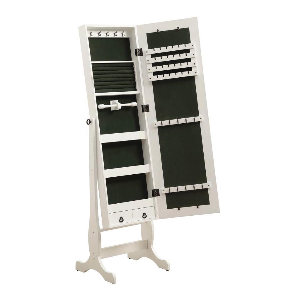 Batista Jewelry Cheval Mirror with Drawers White