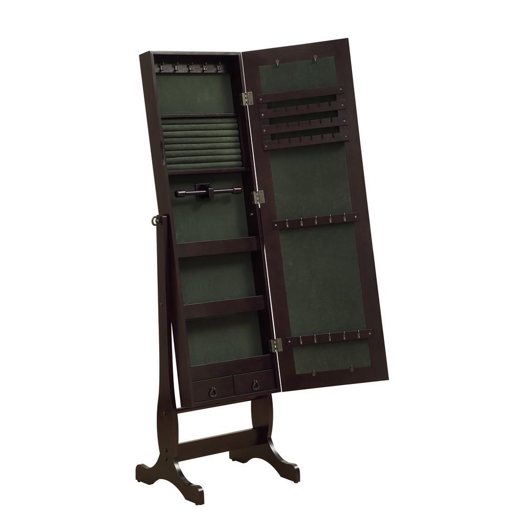 Belzar Jewelry Cheval Mirror with Drawers Cappuccino